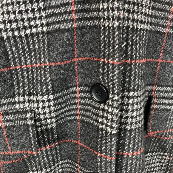 Liz Claiborne Y2K Plaid Coat w/ Removable Real Raccoon Fur Collar — Early 2000s - Picture 6 of 13